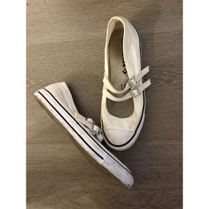 Converse All Star Mary Jane Double Buckle White Canvas Sneakers  Womens 7.5